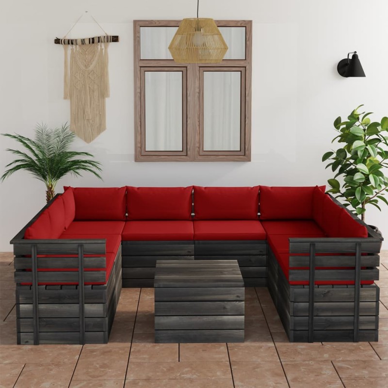 vidaXL 9-tlg. Garten-Sofagarnitur aus Paletten mit Kissen Kiefernholz vidaXL 9-tlg. Garten-Sofagarnitur aus Paletten mit Kissen Kiefernholz