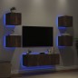 vidaXL 5-tlg. TV-Wohnwand mit LED-Leuchten Räuchereiche vidaXL 5-tlg. TV-Wohnwand mit LED-Leuchten Räuchereiche