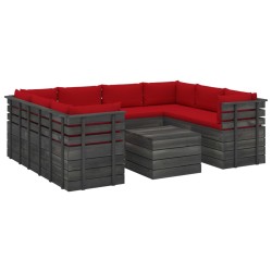 vidaXL 9-tlg. Garten-Sofagarnitur aus Paletten mit Kissen Kiefernholz
