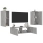 vidaXL 3-tlg. TV-Wohnwand mit LED-Leuchten Grau Sonoma