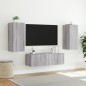 vidaXL 3-tlg. TV-Wohnwand mit LED-Leuchten Grau Sonoma