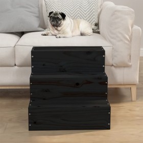 vidaXL Haustiertreppe Schwarz 40x37,5x35 cm Massivholz Kiefer