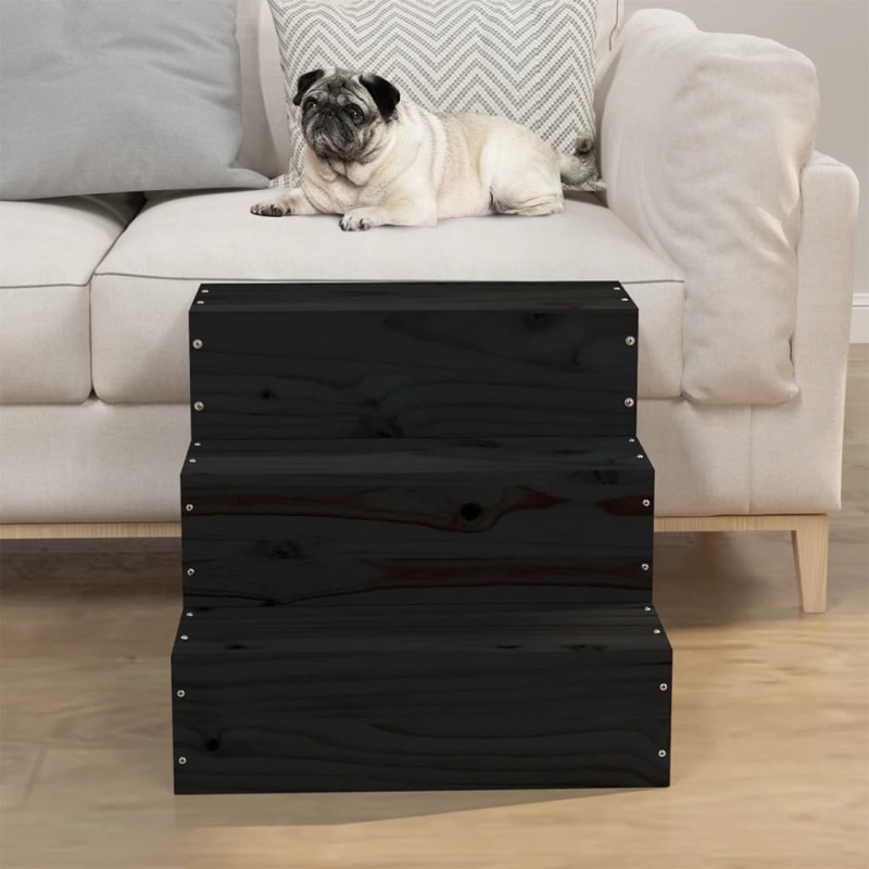 vidaXL Haustiertreppe Schwarz 40x37,5x35 cm Massivholz Kiefer vidaXL Haustiertreppe Schwarz 40x37,5x35 cm Massivholz Kiefer