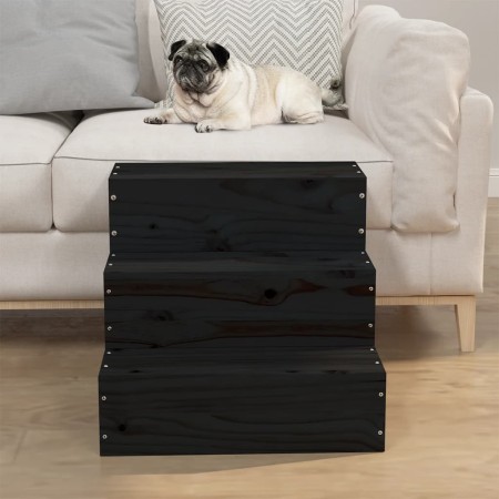 vidaXL Haustiertreppe Schwarz 40x37,5x35 cm Massivholz Kiefer
