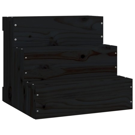vidaXL Haustiertreppe Schwarz 40x37,5x35 cm Massivholz Kiefer