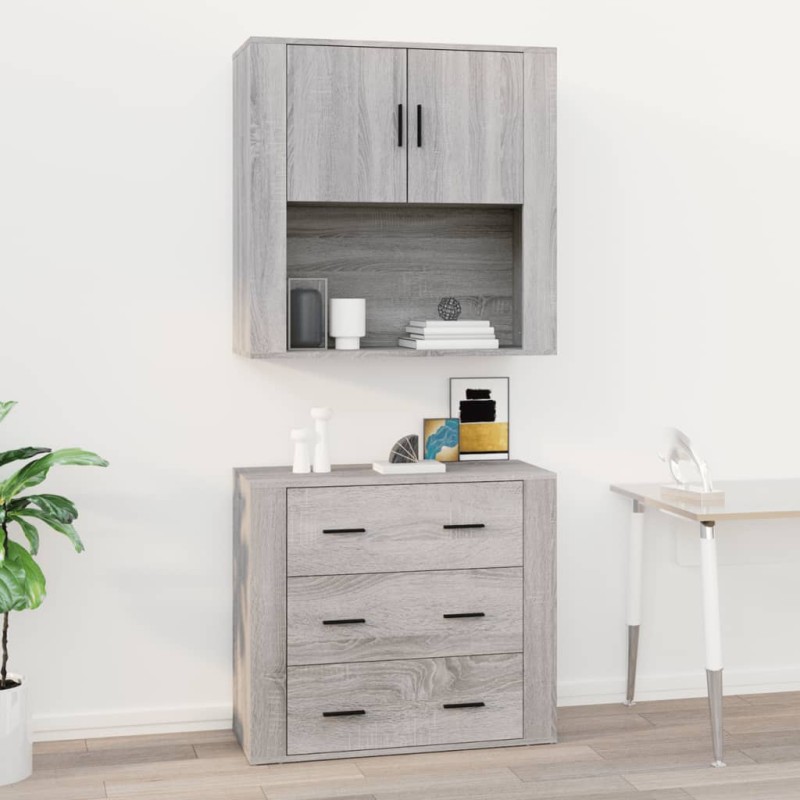 vidaXL Wandschrank Grau Sonoma 80x33x80 cm Holzwerkstoff vidaXL Wandschrank Grau Sonoma 80x33x80 cm Holzwerkstoff