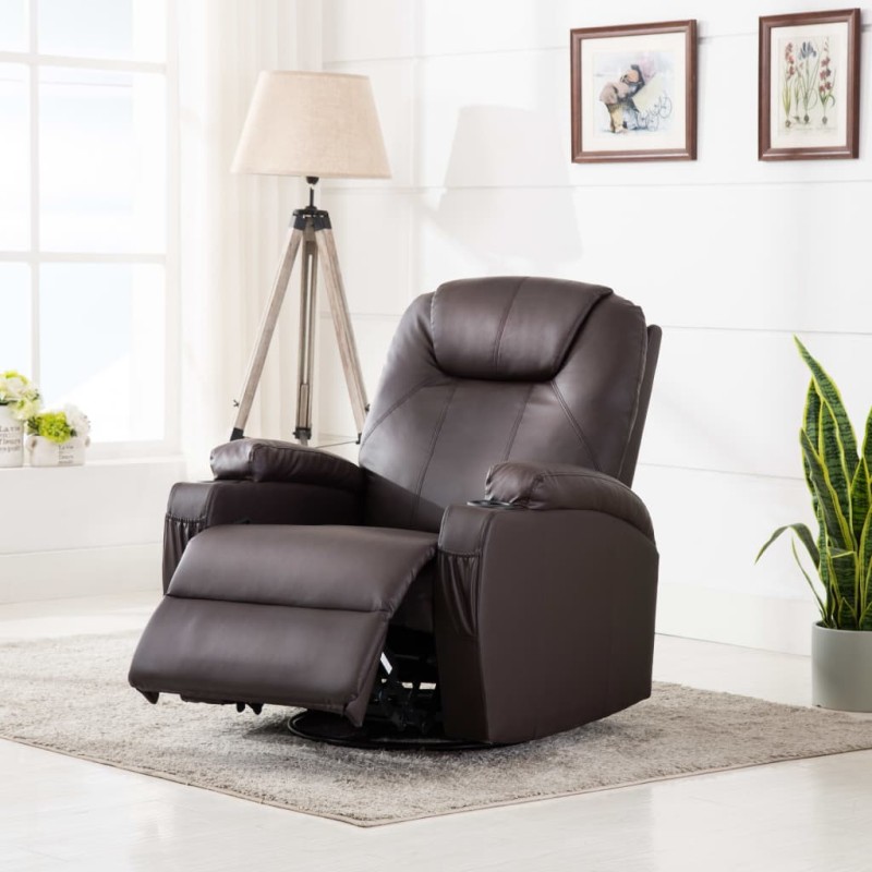 vidaXL Massage-Schaukelsessel Braun Kunstleder vidaXL Massage-Schaukelsessel Braun Kunstleder