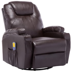 vidaXL Massage-Schaukelsessel Braun Kunstleder