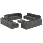 vidaXL 13-tlg. Garten-Lounge-Set mit Kissen Poly Rattan Grau vidaXL 13-tlg. Garten-Lounge-Set mit Kissen Poly Rattan Grau