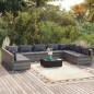 vidaXL 10-tlg. Garten-Lounge-Set mit Kissen Poly Rattan Grau vidaXL 10-tlg. Garten-Lounge-Set mit Kissen Poly Rattan Grau