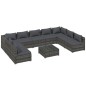 vidaXL 10-tlg. Garten-Lounge-Set mit Kissen Poly Rattan Grau vidaXL 10-tlg. Garten-Lounge-Set mit Kissen Poly Rattan Grau