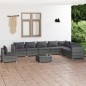 vidaXL 9-tlg. Garten-Lounge-Set mit Kissen Poly Rattan Grau vidaXL 9-tlg. Garten-Lounge-Set mit Kissen Poly Rattan Grau