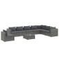 vidaXL 9-tlg. Garten-Lounge-Set mit Kissen Poly Rattan Grau vidaXL 9-tlg. Garten-Lounge-Set mit Kissen Poly Rattan Grau