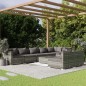 vidaXL 9-tlg. Garten-Lounge-Set mit Kissen Grau Poly Rattan vidaXL 9-tlg. Garten-Lounge-Set mit Kissen Grau Poly Rattan