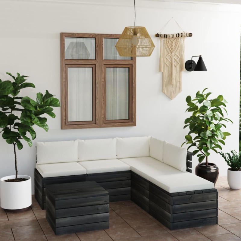 6-tlg. Garten-Sofagarnitur aus Paletten mit Kissen Kiefernholz 6-tlg. Garten-Sofagarnitur aus Paletten mit Kissen Kiefernholz
