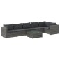 vidaXL 7-tlg. Garten-Lounge-Set mit Kissen Poly Rattan Grau vidaXL 7-tlg. Garten-Lounge-Set mit Kissen Poly Rattan Grau