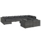 vidaXL 10-tlg. Garten-Lounge-Set mit Kissen Grau Poly Rattan vidaXL 10-tlg. Garten-Lounge-Set mit Kissen Grau Poly Rattan