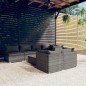 vidaXL 8-tlg. Garten-Lounge-Set mit Kissen Grau Poly Rattan vidaXL 8-tlg. Garten-Lounge-Set mit Kissen Grau Poly Rattan