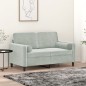 vidaXL 2-Sitzer-Sofa mit Zierkissen Hellgrau 120 cm Samt vidaXL 2-Sitzer-Sofa mit Zierkissen Hellgrau 120 cm Samt
