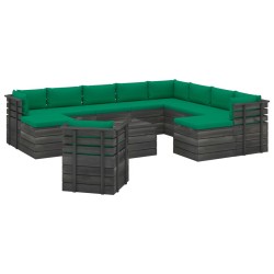 12-tlg. Garten-Sofagarnitur aus Paletten mit Kissen Kiefernholz