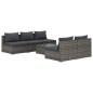 vidaXL 6-tlg. Garten-Lounge-Set mit Kissen Poly Rattan Grau vidaXL 6-tlg. Garten-Lounge-Set mit Kissen Poly Rattan Grau