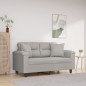 vidaXL 2-Sitzer-Sofa mit Kissen Hellgrau 120 cm Mikrofasergewebe vidaXL 2-Sitzer-Sofa mit Kissen Hellgrau 120 cm Mikrofasergewebe