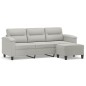 vidaXL 3-Sitzer-Sofa mit Hocker Hellgrau 180 cm Mikrofasergewebe vidaXL 3-Sitzer-Sofa mit Hocker Hellgrau 180 cm Mikrofasergewebe