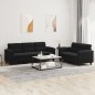 vidaXL 2-tlg. Sofagarnitur mit Kissen Schwarz Mikrofasergewebe vidaXL 2-tlg. Sofagarnitur mit Kissen Schwarz Mikrofasergewebe