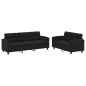 vidaXL 2-tlg. Sofagarnitur mit Kissen Schwarz Mikrofasergewebe vidaXL 2-tlg. Sofagarnitur mit Kissen Schwarz Mikrofasergewebe