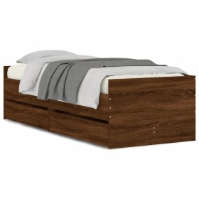 vidaXL Bettgestell mit Schubladen Braun Eichen-Optik 100x200 cm