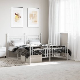vidaXL Bettgestell mit Kopf- und Fußteil Metall Weiß 160x200 cm