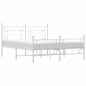 vidaXL Bettgestell mit Kopf- und Fußteil Metall Weiß 160x200 cm