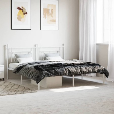 vidaXL Bettgestell mit Kopfteil Metall Weiß 180x200 cm