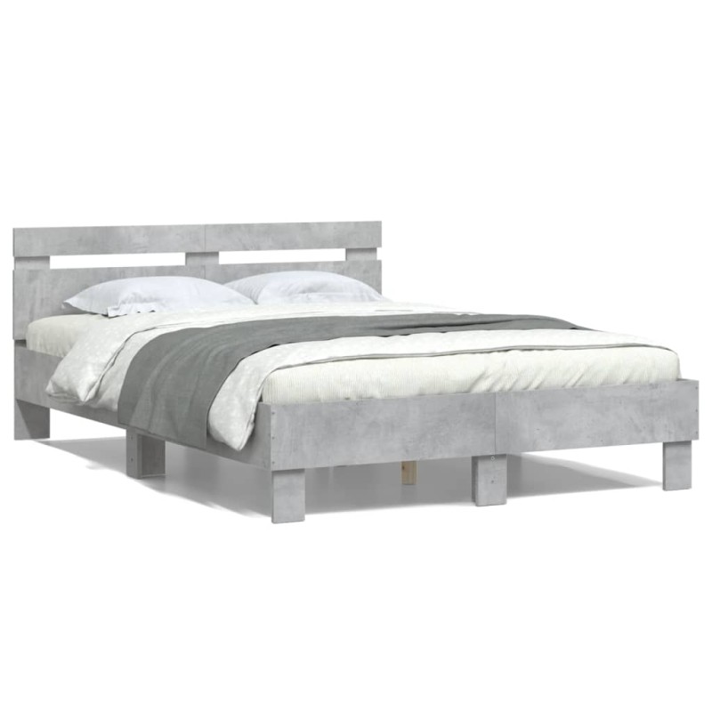 vidaXL Bettgestell mit Kopfteil Betongrau 135x190 cm Holzwerkstoff vidaXL Bettgestell mit Kopfteil Betongrau 135x190 cm Holzwerkstoff