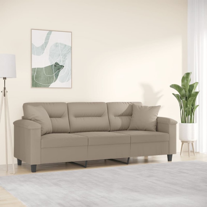 vidaXL 3-Sitzer-Sofa mit Kissen Taupe 180 cm Mikrofasergewebe vidaXL 3-Sitzer-Sofa mit Kissen Taupe 180 cm Mikrofasergewebe