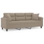 vidaXL 3-Sitzer-Sofa mit Kissen Taupe 180 cm Mikrofasergewebe vidaXL 3-Sitzer-Sofa mit Kissen Taupe 180 cm Mikrofasergewebe