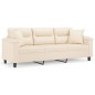 vidaXL 3-Sitzer-Sofa mit Kissen Beige 180 cm Mikrofasergewebe vidaXL 3-Sitzer-Sofa mit Kissen Beige 180 cm Mikrofasergewebe
