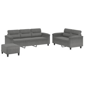 vidaXL 3-tlg. Sofagarnitur mit Kissen Dunkelgrau Mikrofasergewebe