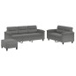 vidaXL 3-tlg. Sofagarnitur mit Kissen Dunkelgrau Mikrofasergewebe vidaXL 3-tlg. Sofagarnitur mit Kissen Dunkelgrau Mikrofasergewebe