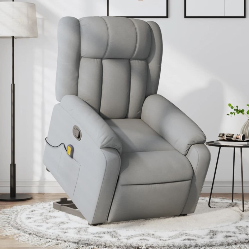 vidaXL Massagesessel mit Aufstehhilfe Hellgrau Stoff vidaXL Massagesessel mit Aufstehhilfe Hellgrau Stoff