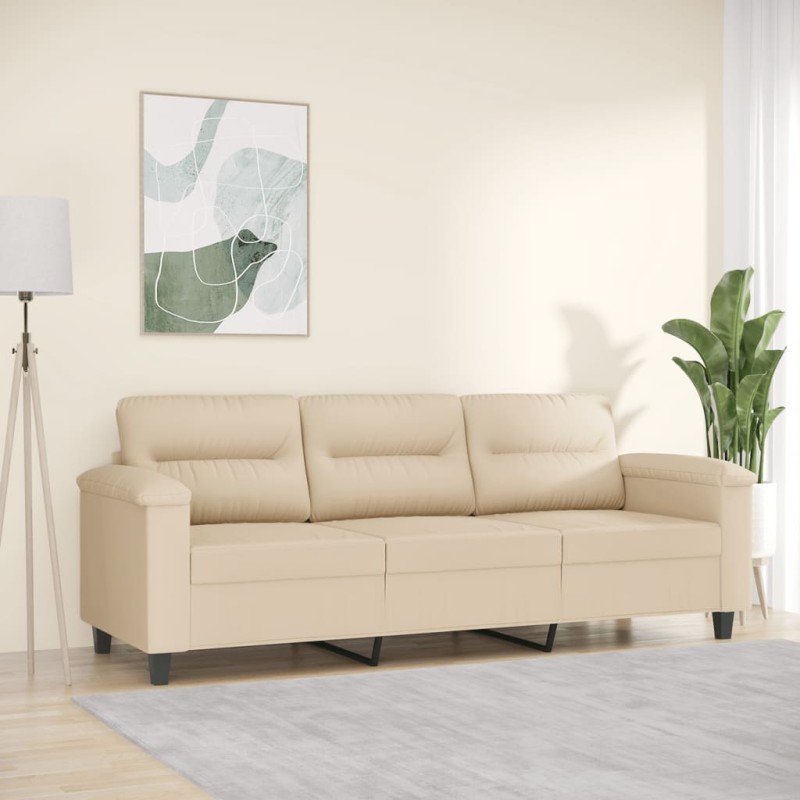 vidaXL 3-Sitzer-Sofa Creme 180 cm Mikrofasergewebe vidaXL 3-Sitzer-Sofa Creme 180 cm Mikrofasergewebe