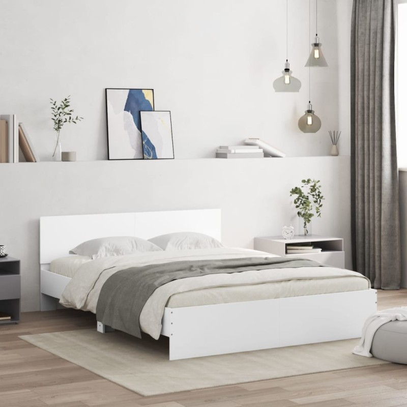 vidaXL Bettgestell mit Kopfteil Weiß 140x200 cm vidaXL Bettgestell mit Kopfteil Weiß 140x200 cm