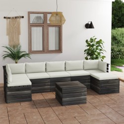8-tlg. Garten-Sofagarnitur aus Paletten mit Kissen Kiefernholz