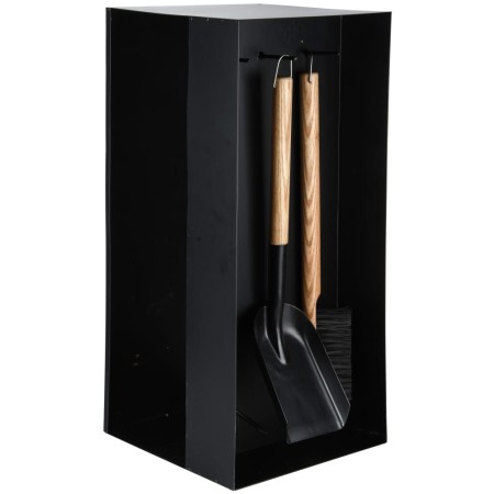 Esschert Design Holzlager Kaminbesteck Schwarz Stahl FF407