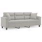 vidaXL 3-Sitzer-Sofa mit Kissen Hellgrau 180 cm Mikrofasergewebe vidaXL 3-Sitzer-Sofa mit Kissen Hellgrau 180 cm Mikrofasergewebe