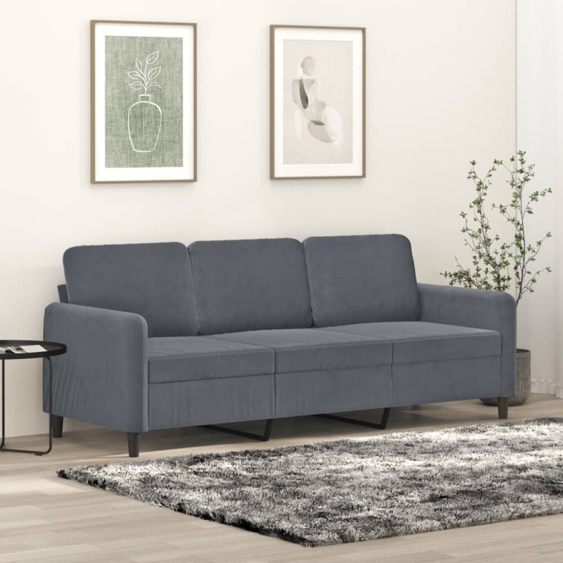 vidaXL 3-Sitzer-Sofa Dunkelgrau 180 cm Samt vidaXL 3-Sitzer-Sofa Dunkelgrau 180 cm Samt
