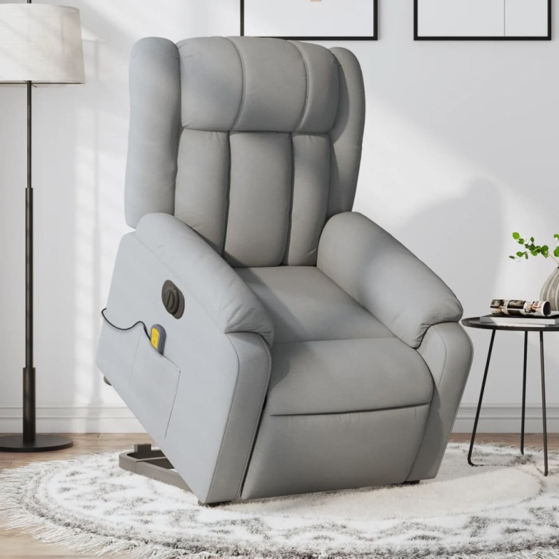 vidaXL Elektrischer Massagesessel mit Aufstehhilfe Hellgrau Stoff vidaXL Elektrischer Massagesessel mit Aufstehhilfe Hellgrau Stoff