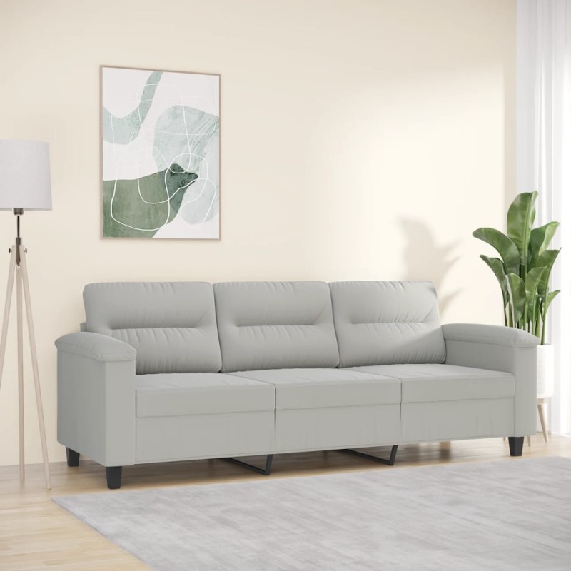 vidaXL 3-Sitzer-Sofa Hellgrau 180 cm Mikrofasergewebe vidaXL 3-Sitzer-Sofa Hellgrau 180 cm Mikrofasergewebe