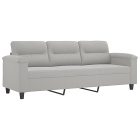 vidaXL 3-Sitzer-Sofa Hellgrau 180 cm Mikrofasergewebe