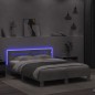 vidaXL Bettgestell mit Kopfteil LED-Beleuchtung Betongrau 140x200 cm vidaXL Bettgestell mit Kopfteil LED-Beleuchtung Betongrau 140x200 cm